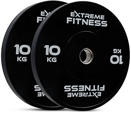EXTREME FITNESS® RUBBER BUMPER OLYMPIC WEIGHT PLATES for Weightlifting 2 (10KG Pair)