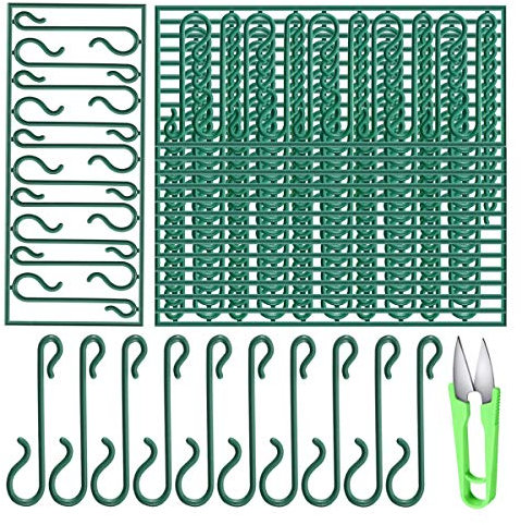 Uhat Christmas Tree Ornament Hanging Hooks with Scissor Reusable Plastic S-Shaped Hangers (Pack 30 (300pcs))