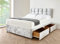 Silver Velvet Divan Bed Set With Matching Headboard-2 Drawers and Spring Memory Foam Mattress (4FT6 Double 135 cm X 190 cm)- 2 Drawers