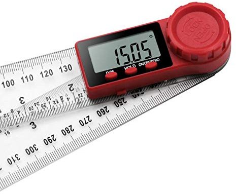 Lineal Winkelmesser Digitaler Winkelsucher,Zwei in Einem Digitaler Winkelmesser Mit LCD-Display,Transparenter Winkelmesser Für den Holzbau(0-200)