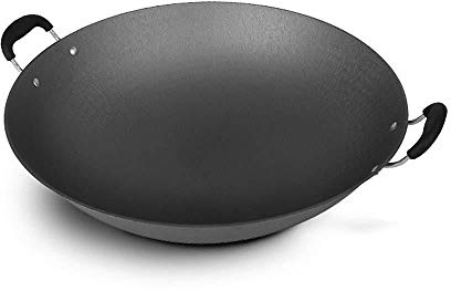 ZCXBHD Wok Concave Peu Profond en Fonte Noir 40 Cm,46cm