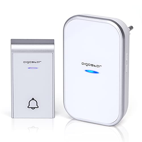 Aigostar - Campanello Senza Fili, Campanello Wireless Impermeabile IP44 da Esterno, Indicatore LED, Portata 150m con 36 Melodie e 3 Livelli di Volume, 1 Trasmettitore + 1 Ricevitori