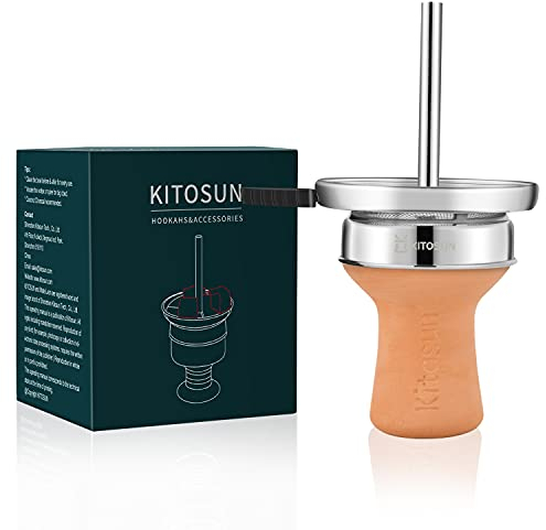Kitosun Kit Foyer Chicha - Narguilé Foyer en Terre Cuite avec Système de Chauffe Grille Cheminée Idéal pour une Utilisation avec Charbon Naturel