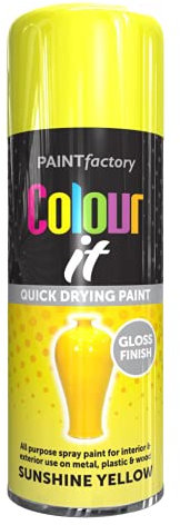 Classic Signature - 3 x All Purpose Sunshine Yellow Aerosol Spray Paint 400ml Quick Drying Spray,Fast Dry and Excellent Coverage for Metal, Wood, Plastic and More