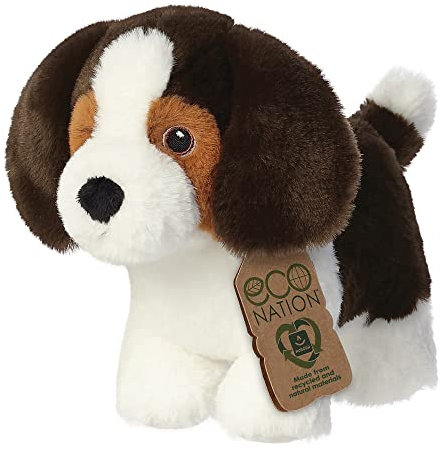Aurora World Aurora, 35047, Eco Nation Beagle-Hund, 20cm, Plüsch, Black & White, Schwarz/Weiß