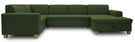 DOMO. collection Wohnlandschaft Sugar, Sofa, Couch, Polstergarnitur, Moderne U-Form, 162 x 333 x 199 cm, grün