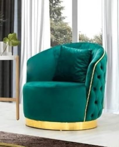 Casa Padrino Luxus Chesterfield Sessel Grün/Gold 90 x 95 x H. 75 cm - Moderner Wohnzimmer Sessel - Chesterfield Wohnzimmer Möbel