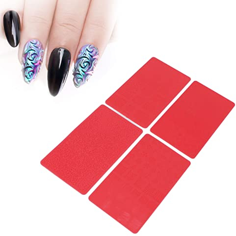 Gabarit D'estampage D'ongles, 4pcs Modèle D'impression D'ongles en Relief 3D, Salon DIY Moule de Pochoir de Sculpture D'ongles en Silicone Souple Outil D'art D'ongles pour Ongles en Gel UV