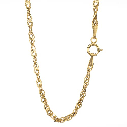 NKlaus 45cm Singapurkette 585 Gelbgold 14 Karat elegante Halskette Breite: 1,6mm Collier 1,46g federleicht 3933