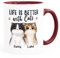 SpecialMe® Tasse Katze personalisiert (1-3) mit Namen Geschenk Katzenbesitzer Katzenmama Katzenpapa Katzenmotiv weiss-innen-bordeauxrot standard