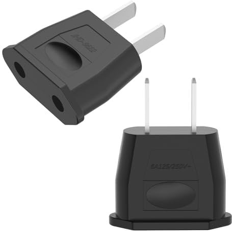 Oliveria 2 Stück Reiseadapter, Adapterstecker, Reisestecker EU auf US, Deutschland/Europa Stecker Amerika/Kanada/Mexiko Konverter für Geräte mit USA-Netzteil, Schwarz, Typ A oder Typ B
