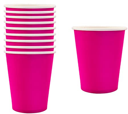 Aisszhao 16pcs Rose Red Paper Cups 9 Ounce Solid Color Paper Cups,Disposable Party Cups Tableware B'Day Decor Cups Him,Her,Men,Women,Adults Tea Party,Drinking Cups Party B'Day Supplies (AZCSCJ0308)