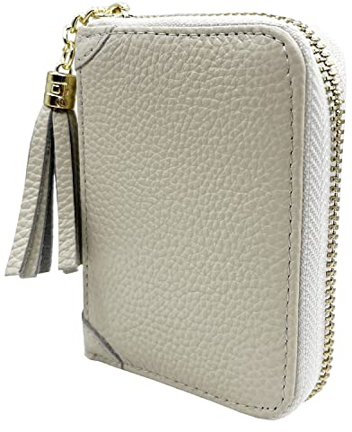 YUHAN PRETTY Kreditkartenetui für Damen, RFID-Leder, klein, 20 Kartenfächer – Lichee Beige, Trendig