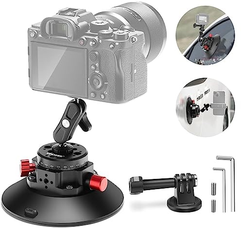 NEEWER 6 /15,2cm Supporto a Ventosa con Braccio Magico a Testa Sferica, Supporto a Ventosa in Metallo sul Cruscotto dell'Auto per Action Camera/Telefono, con Fori di Montaggio da 1/4 e 3/8 per ARRI