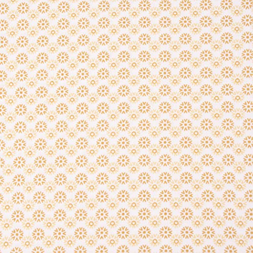 SCHÖNER LEBEN. Baumwollstoff Popeline Minimals Blümchen Kreis-Ornamente weiß gelb 1,