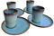PintoCer Lot de 4 tasses à expresso en céramique sans anse Bleu/bleu