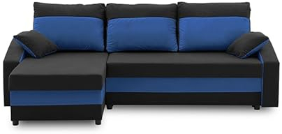 Ecksofa Hewlet Plus mit schlaffunktion - Funktionelles Design - Auswahl an Farben - Bettkasten - Rückenkissen - dekorative Kissen (MIKRO 15 + MIKRO 36)