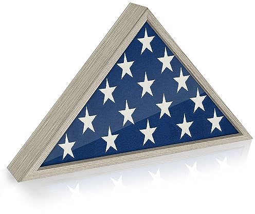 Americanflat Große Flaggenvitrine – passend für gefaltete 12,7 x 24,1 cm große Grabflaggen – Silhouetten-Kollektion – Schaukasten für Wand oder Tischplatte – Treibholz