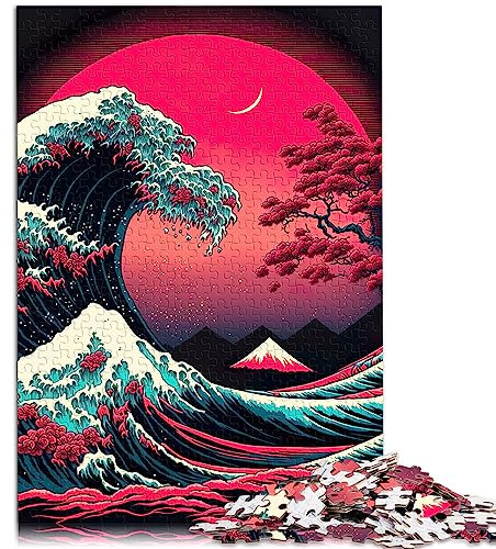 Puzzle für Erwachsene Big Wave Beach Sunset Puzzles für Erwachsene 1000 Puzzles Geeignet für Erwachsene und Kinder über 12 Jahre Papppuzzles Lernspielzeug Größe: 26 x 38 cm