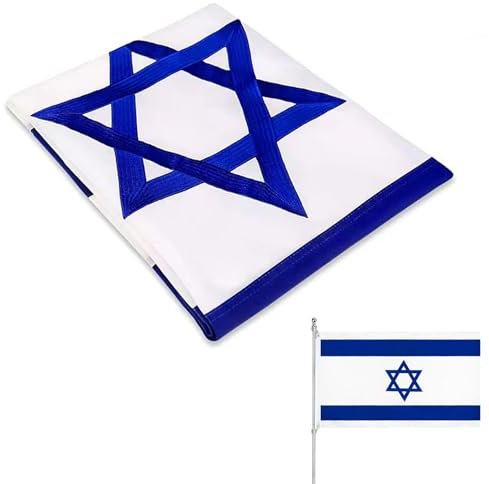 Stickerei Israel Flagge 3x5 Israelische Fahnen und Flaggen doppelseitig für den Außenbereich Nationalflagge 3-lagig 200D strapazierfähiges Polyester und langlebige Leinwand Header Flagge von Israel