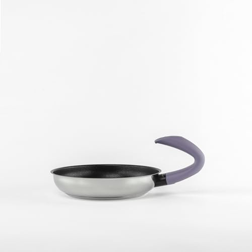 Padella antiaderente in acciaio Inox MADE IN ITALY W°pots Moderna Smart Ametista con manico curvo ergonomico (24 cm)