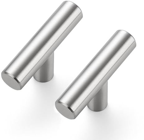 Ravinte 5 Pack Kitchen Cupboard Handles Brushed Nickel Wardrobe Handles 50mm Overall Length T Bar Cupboard Handles Bathroom Handle Furniture Drawer Pulls, UKT50LS5