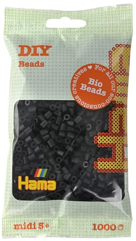 Hama Midi Bio Beads Bag | Approx. 1000 Fuse Beads | Mosaic Decoration Arts & Craft for Creative Children Ages 5+ | Black