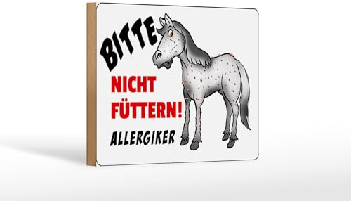 FEMER Holzschild Hinweis 18x12 cm Bitte Nicht füttern Pferd