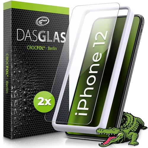 Crocfol für iPhone 12/12 Pro - [ 2 St ] doppelt gehärtetes Panzerglas - Schutzfolie - blasenfrei - Fingerprint kompatibel
