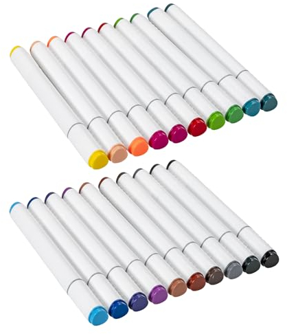 Ideen mit Herz Duo-Marker | mit 2 Spitzen | Twin | Ausmal-Stifte auf Wasserbasis | Filzstifte | Fasermaler | Airbrush-Pen | 20 Stück