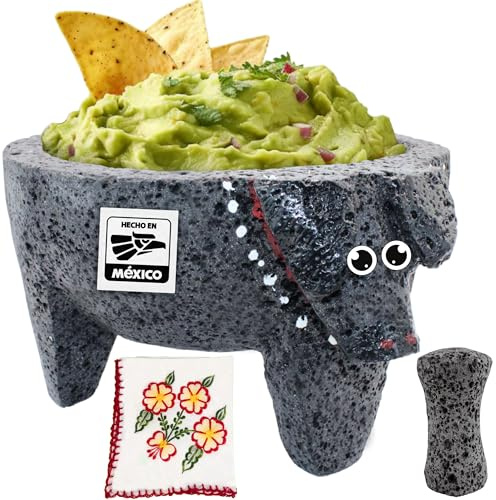 Molcajete Mexicano Vulkangestein, handgefertigt, mexikanischer Molcajete-Schale, Lavastein, Molcajete-Mörser und Stößel, Molcajete de Piedra Vulcanica Molcajete Vulkangestein, Guacamole Maker