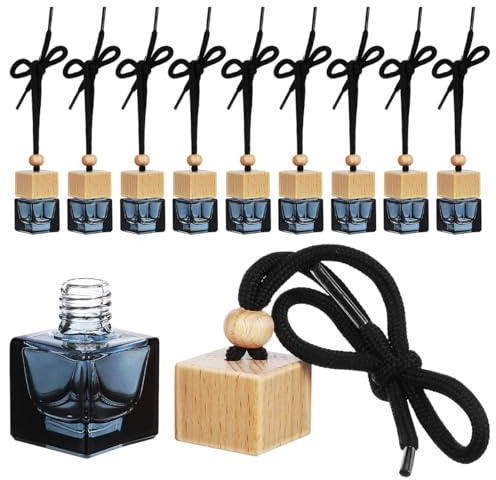 iplusmile Glas Auto Diffusor - 10 Stück Leeres Auto ätherisches Öl Duft Parfüm Flaschen hängende - Schwarzes Auto Parfüm Flasche Leer Nachfüllbar, Wiederverwendbar, für Auto Zuhause Büro