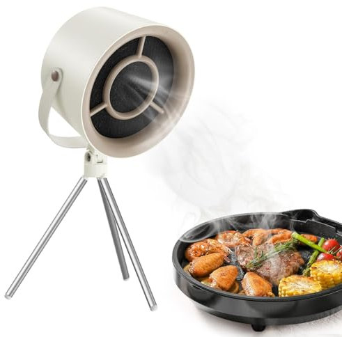 LOFICOPER Desktop Range Hood, Portable Kitchen Exhaust Fan, Detachable Mini Extractor Hood with 3 Speed, 5 Changeable Filter, Strong Suction, for Cooking, Indoor BBQ, Hot Pot
