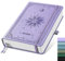 EMSHOI Notizbuch A5 Kariert, Notizblock, Hardcover Leder 320 Seiten mit 1 Innentasche, 100gsm Kariertes Papier, für Frauen Männer Büro Schule Arbeit Tagebuch, 14.5 x 21cm - Hellviolett