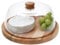 MamboCat Kai Käse- & Kuchenplatte mit Deckel I Käseglocke aus Buchen-Holz & Kunststoff I Teller mit Kuppel für Hart- & Weichkäse, kleine Kuchen oder Torte