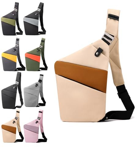 North Carry Slim Sling Bag, Anti-Diebstahl, wasserdicht, Schulterrucksack, Brusttasche, Crossbody-Tasche für Damen und Herren, Rechts Khaki