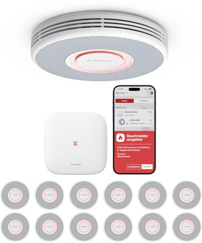 X-Sense Smarter Rauchmelder WLAN mit Sprachausgabe und 17 Standorten, Feuermelder, Rauchmelder vernetzt, 33 mm, Brandmelder mit SBS50 Basisstation, XS0B-MR241, 24 Stück