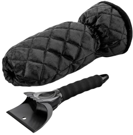 LYQJRLH Eiskratzer mit Handschuh Auto für Benz A Class AMG 2014-2025, Warmer wasserfester Handschuh starkem Eiskratzer Auto Eiskratzer ZubehöR