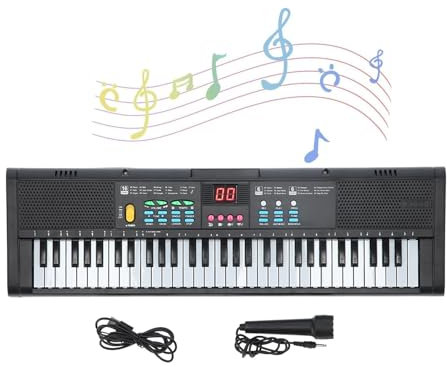 Teclado Piano para Niños 61 Teclas, Teclado Musical Educativo con Micrófono, Piano Infantil Portátil para Principiantes, Regalo Cumpleaños Juguete Niñas Niños 3 4 5 6 7 8 Años