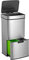 WELL HOME Papelera de reciclaje 62L (37L+25L), cubo de basura con 2 compartimentos, apertura automática con sensor, en acero inoxidable, cromado