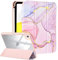 Fycyko Hülle für iPad Air 11-Zoll M2 2024/5. Generation 2022/4. Generation 2020 mit Bleistifthalter, Trifold Ständer mit Kratz- und Stoßfest, Herrlichem Muster Entwerfen- Marmor Rosa