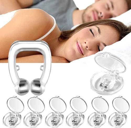 6 PCS Pince à Nez Anti Ronflement, Clip Nasal Silicone Magnétique Pince Ronflement Peut Soulager le et Dormir Suffisamment, Nasal Pince Nez Dispositif Améliore la respiration et Réutilisable