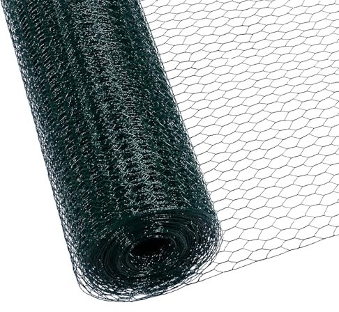 CCLIFE Hühnerzaun Geflügelnetz , Maschenweite 25 mm , Höhe 100 cm , Länge 25/50 m , PVC-Beschichtet Grün