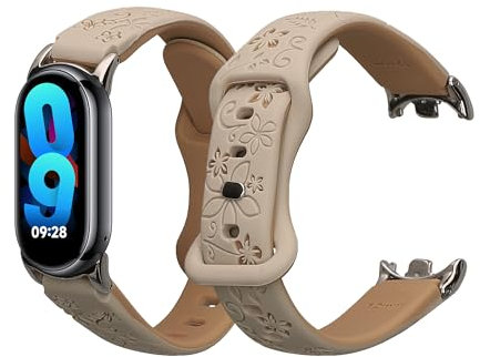 kwmobile Silikon Ersatzarmband kompatibel mit Xiaomi Mi Band 10 / Mi Band 9/8 Armband - Silikonarmband mit geprägtem Design - Geprägtes Muster
