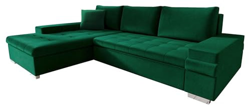 Mirjan24 Ecksofa Bangkok Mini, Moderne Eckcouch mit Schlaffunktion und Bettkasten, Ecksofa für Wohnzimmer, Gästezimmer, Couch L-Form, Wohnlandschaft (Magic Velvet 2225)
