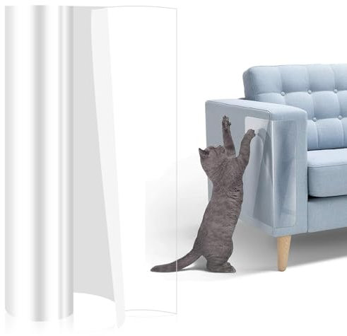CIOXSOIO Protezione Divano Graffi Gatto, 30cmx5m Antigraffio Gatto Divano, PVC Proteggi Pellicola Antigraffio Cane, Autoadesive Pellicola per Mobili, Porte, Pareti