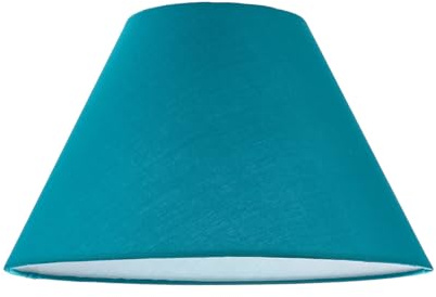 Classic Traditional 10 Vivid Teal Cotton Coolie Lampshade Suitable for Table Lamp or Pendant | 25cm x 17cm x 10cm by Happy Homewares