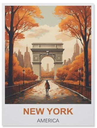 YYNFHCBS New York Amérique,Peinture par Numero Adulte, Cadeau de Peinture à l'huile de Bricolage numérique pour Enfants Adultes Peindre par Nombre Kits(20x30cm) 7,8x11,8 pouces-A21