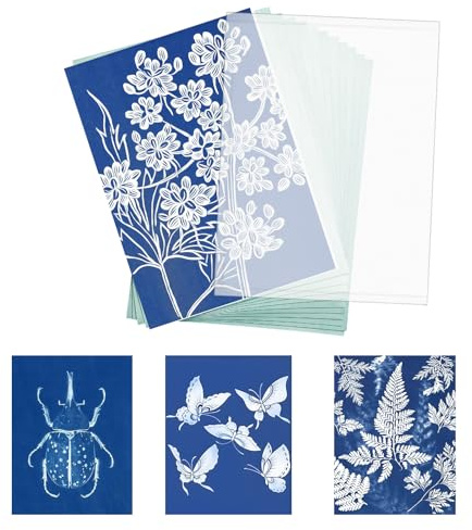 Lotnery Creative Sun Printing Kit: 12 Sheets A4 Cyanotype Paper + Clip for Nature Art, Solar Photography & DIY Craft Projects - Simple & Fun Artistic Supplies