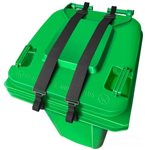 2 Pièces Serrure de Poubelle,Réglables Sangle de Couvercle de Poubelle,Vent Universel Verrouillage de Sangle de Poubelles Extérieure Empêche le Basculement (2)